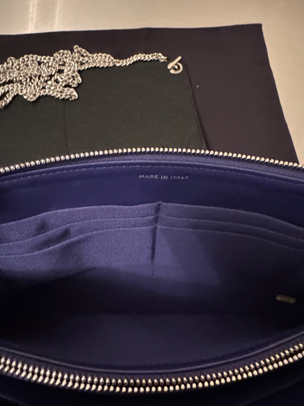 CHANEL Quilted Lambskin Clutch with Chain Pouch - Deep Blue - Picture 9 of 14